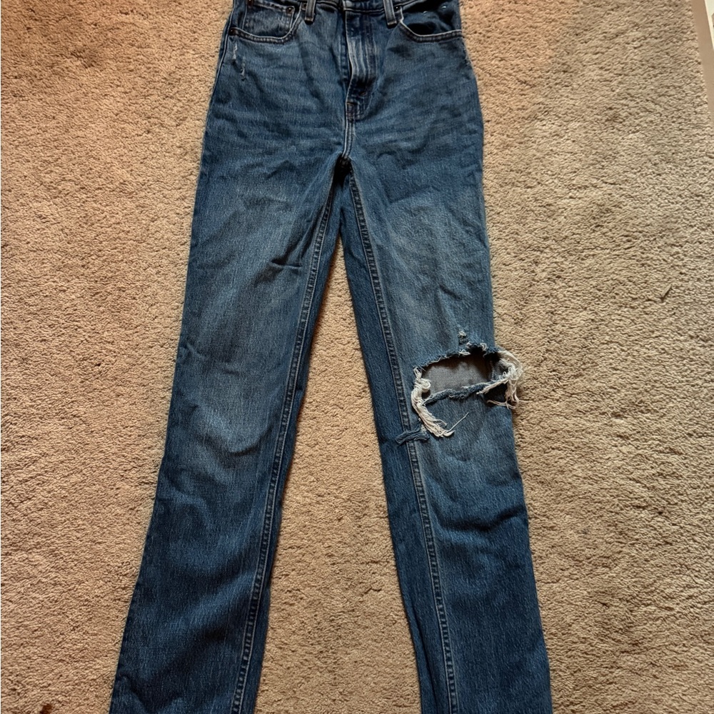 Women's Blue Distressed Jeans